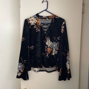 Black Velvet Floral Top